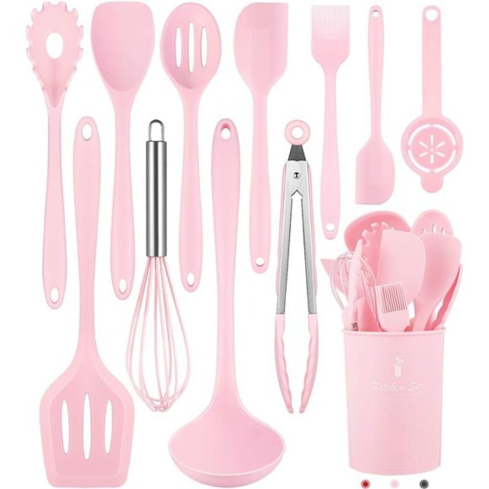 Kitchen Utensils Set-12 Pieces Silicone Cooking Utensils Set (Dishwasher Safe)